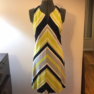 Bias cut A line dress Sz 2P Navy grey lime stripe